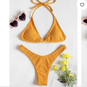 ✨3/$30✨Zaful Ribbed High Leg Bikini